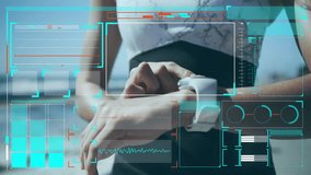 Checking fitness data and notifications, person using smartwatch over animation. wearable, technology, tracking, health, gadget, activity - Powered by Shutterstock - Get 15% off with code: PIKWIZARD15