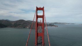 A drone shot of the Golden Gate Bridge spanning the Golden Gate Strait on a sunny day in San Francisco, California, USA - Powered by Shutterstock - Get 15% off with code: PIKWIZARD15