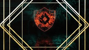 Cybersecurity shield with circuit board design animating over dark digital background. protection, technology, network, data, defense - Powered by Shutterstock - Get 15% off with code: PIKWIZARD15