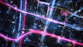 

Aerial Overhead View of LA at Night With Neon Data Visualizations Overlaying Financial Charts And Network Connections. Augmented Reality, Metaverse In Los Angeles. California, US. - Powered by Shutterstock - Get 15% off with code: PIKWIZARD15