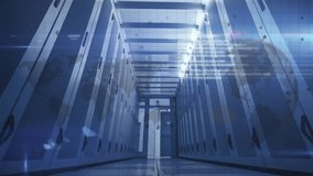 Processing data animation over server racks in data center. Technology, servers, infrastructure, network, digital, IT - Powered by Shutterstock - Get 15% off with code: PIKWIZARD15