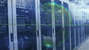 Processing data, animation over servers in data center. Technology, networking, IT, cybersecurity, computing, database - Powered by Shutterstock - Get 15% off with code: PIKWIZARD15