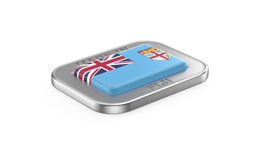 Made in Fiji, silver badge with the national flag of Fiji