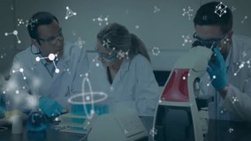 Working with microscopes and test tubes, molecular structures animation. research, science, experiment, biology, chemistry, analysis - Powered by Shutterstock - Get 15% off with code: PIKWIZARD15