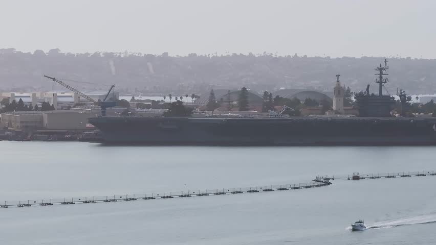 Modern nuclear aircraft carrier in San Diego, California, USA