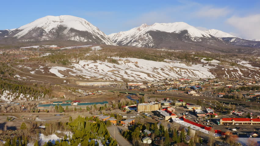 Mountain Town And Mountain Range Aerial