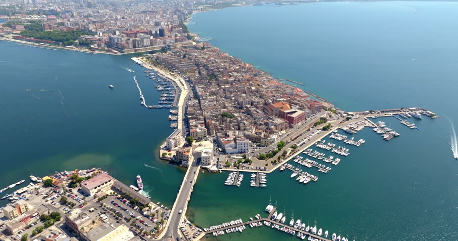 Aerial view of Taranto, one of the most important cities in Puglia, Italy.