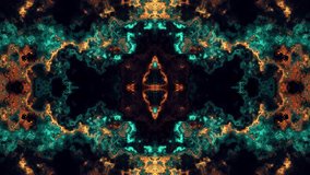 Abstract Geometric VJ Kaleidoscope Motion, Ink Flow Symphony, Dynamic Abstract Background Ink Nebula Vibrant Liquid Movement, Swirling Liquid Colors. Cyan and Orange Paints Spreads on Black Surface.  - Powered by Shutterstock - Get 15% off with code: PIKWIZARD15