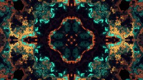 Abstract Geometric VJ Kaleidoscope Motion, Ink Flow Symphony, Dynamic Abstract Background Ink Nebula Vibrant Liquid Movement, Swirling Liquid Colors. Cyan and Orange Paints Spreads on Black Surface.  - Powered by Shutterstock - Get 15% off with code: PIKWIZARD15