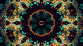 Abstract Geometric VJ Kaleidoscope Motion, Ink Flow Symphony, Dynamic Abstract Background Ink Nebula Vibrant Liquid Movement, Swirling Liquid Colors. Cyan and Orange Paints Spreads on Black Surface.  - Powered by Shutterstock - Get 15% off with code: PIKWIZARD15