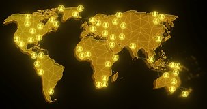 Processing data and global network connections animation over world map with statistics. Technology - Powered by Shutterstock - Get 15% off with code: PIKWIZARD15