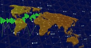 Stock market data and financial graphs animation over world map. Finance, economy, investment, growth, technology, global - Powered by Shutterstock - Get 15% off with code: PIKWIZARD15