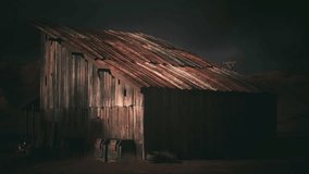 A weathered barn with a metal roof stands alone in a remote rural area, illuminated by soft twilight. The scene conveys a sense of solitude and tranquility. - Powered by Shutterstock - Get 15% off with code: PIKWIZARD15