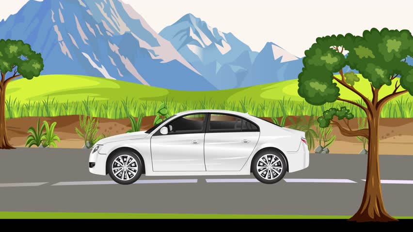 car animation, running in the forest