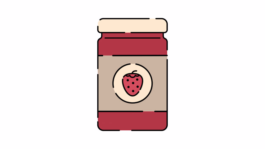 Strawberry Jam Illustration motion graphic animation with alpha channel.