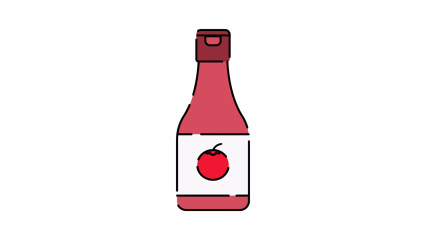 Tomato Sauce Illustration motion graphic animation with alpha channel.