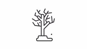 Animated bare tree icon. Snowfall and leafless plant line animation. Winter season. Nature landscape. Black illustration on white background. HD video with alpha channel. Motion graphic - Powered by Shutterstock - Get 15% off with code: PIKWIZARD15