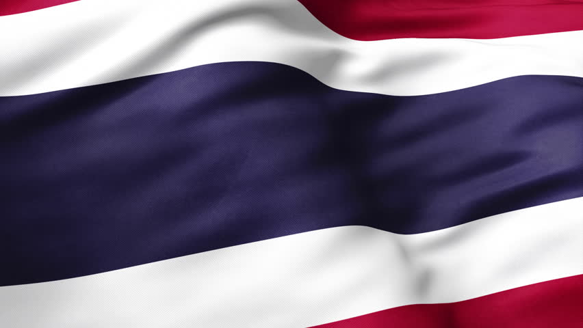 Close up view of Thailand flag video waving in wind. Realistic flag background, fabric textured, perfect loop, official colors, 4K video
