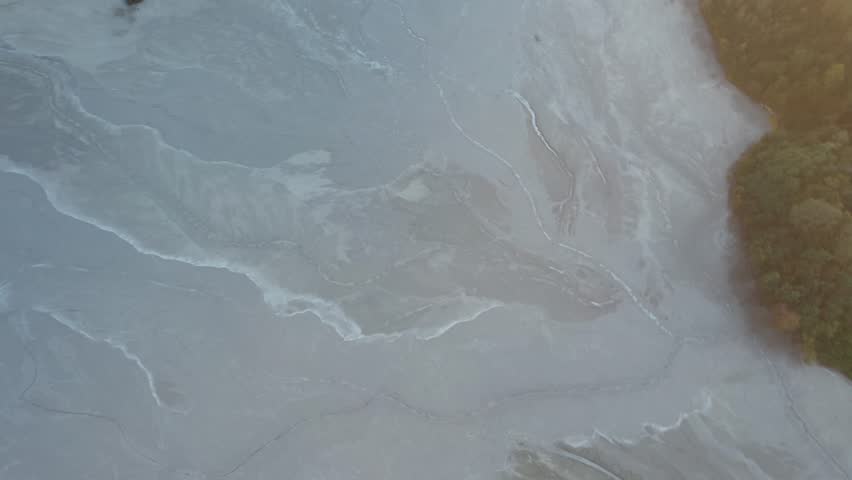 Aerial view of floated village Geamana in Romania