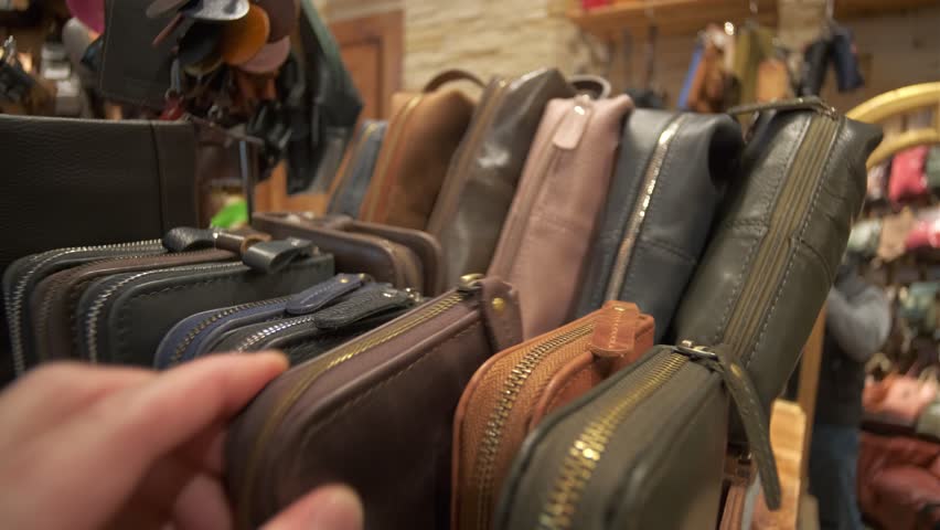 Stylish Leather Accessories Display Featuring an Array of Unique Items in a Charming Store