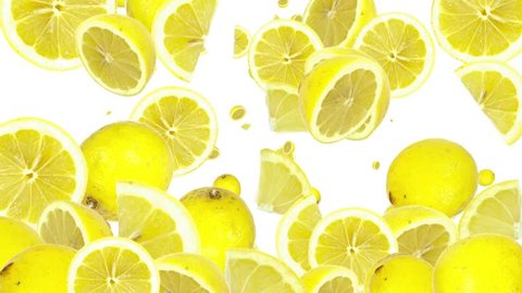 Falling Lemon as background video with black Alpha video (from 0:15 to 0:30) Stockvideó