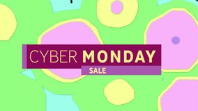 Animation of cyber monday sale text over vibrant pattern background. Sales, cyber shopping, digital interface, communication, computing and data processing concept digitally generated video. - Powered by Shutterstock - Get 15% off with code: PIKWIZARD15