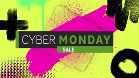 Animation of cyber monday sale text over vibrant pattern background. Sales, cyber shopping, digital interface, communication, computing and data processing concept digitally generated video. - Powered by Shutterstock - Get 15% off with code: PIKWIZARD15