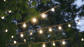 Evening lanterns are visible among the branches of the trees. Pleasant warm light in the evening in the city - Powered by Shutterstock - Get 15% off with code: PIKWIZARD15