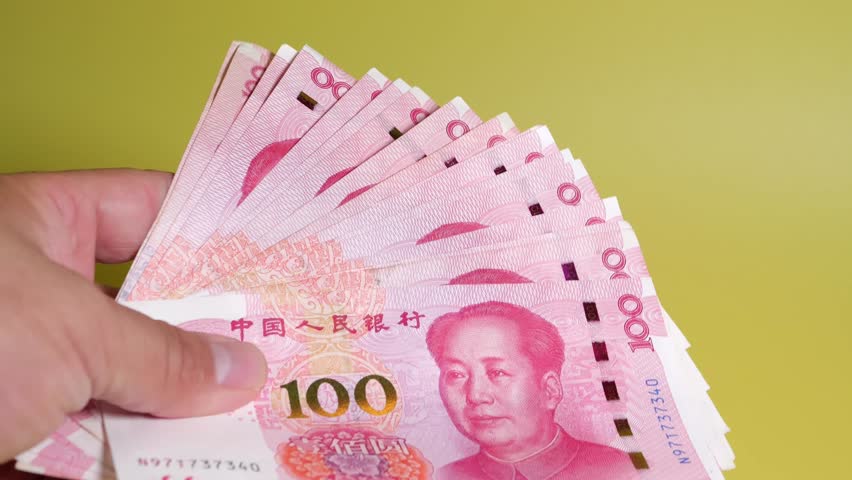 Counting China Yuan. Counting Chinese money China Yuan(RMB)
