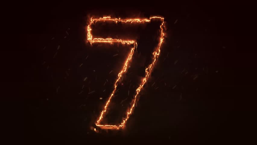 Burning Number. Fire number 7 animation