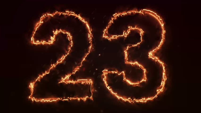 Burning Number. Fire number 23 animation