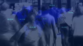 World map with numerical data animation over people walking in background. Global, statistics, analytics, business, technology, overlay - Powered by Shutterstock - Get 15% off with code: PIKWIZARD15