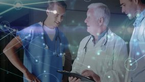 Discussing patient data over network connections, medical professionals in animation. Healthcare, telemedicine, remote, consultation, doctors, technology - Powered by Shutterstock - Get 15% off with code: PIKWIZARD15