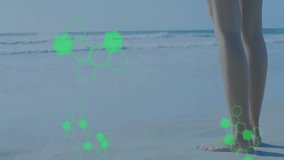 Green hexagonal patterns and data processing animation over person standing outdoors. Technology, digital, futuristic, cyber, visualization - Powered by Shutterstock - Get 15% off with code: PIKWIZARD15