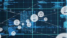 Music notes and data processing animation over digital code and network connections. technology, networking, coding - Powered by Shutterstock - Get 15% off with code: PIKWIZARD15