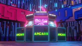 Video Game Arcade Room Loop. Retro arcade video game room, neon glow effect,  - Powered by Shutterstock - Get 15% off with code: PIKWIZARD15