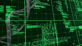 Animated DNA strand with binary coding for scientific data processing. Genetics, biotechnology, digital, science, innovation, technology - Powered by Shutterstock - Get 15% off with code: PIKWIZARD15
