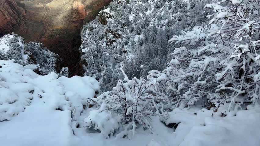 A snowy winter day at Grand Canyon National Park, Arizona