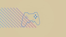Animating game controller icon over colorful geometric shapes background. Animation, gaming, graphics, tech, abstract, design - Powered by Shutterstock - Get 15% off with code: PIKWIZARD15