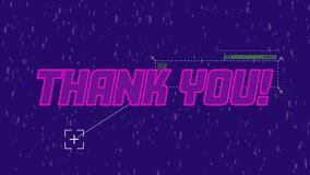 Thank you! text animation over digital rain and technical graphics background. Technology, futuristic, code, motion, cyber, matrix - Powered by Shutterstock - Get 15% off with code: PIKWIZARD15