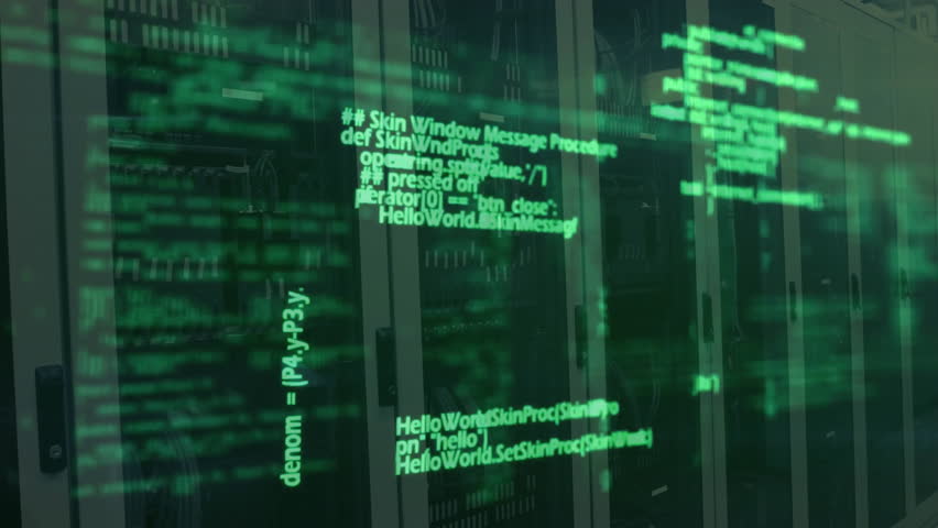 Green code and data processing animation over server racks in data center. Technology, server room, cybersecurity, networking, digital, coding - Powered by Shutterstock - Get 15% off with code: PIKWIZARD15
