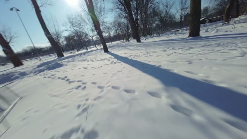 Parc Lafontaine the biggest Playground in Montreal during winter in Canada
