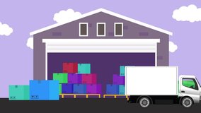 Warehouse with Boxes and a White Truck Animation - Powered by Shutterstock - Get 15% off with code: PIKWIZARD15
