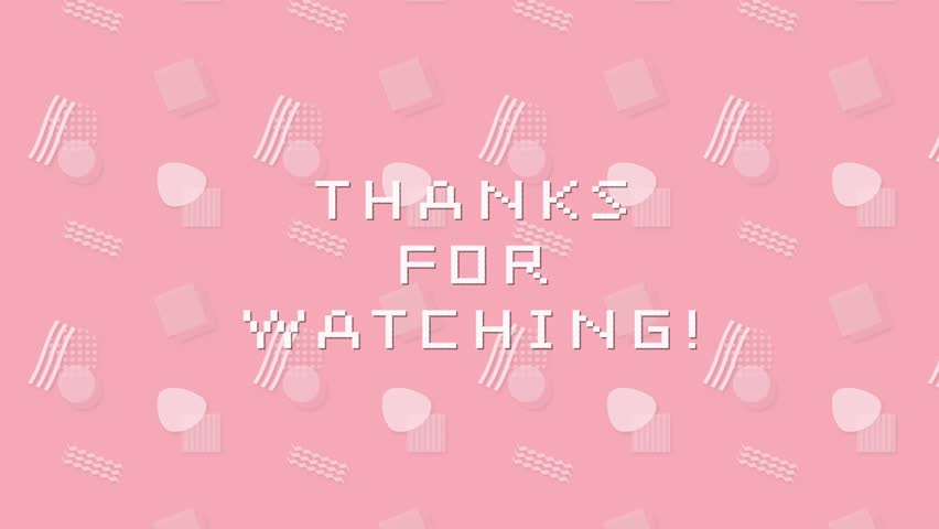 Animated geometric memphis pattern with text of thnaks for watching
