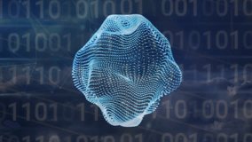 Digital binary code and 3D mesh animation over dark blue background. Technology, futuristic, abstract, virtual, matrix, network - Powered by Shutterstock - Get 15% off with code: PIKWIZARD15