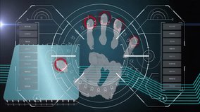 Fingerprint scanning and data analysis animation over digital interface. Biometrics, technology, security, cybersecurity, identification, authentication - Powered by Shutterstock - Get 15% off with code: PIKWIZARD15