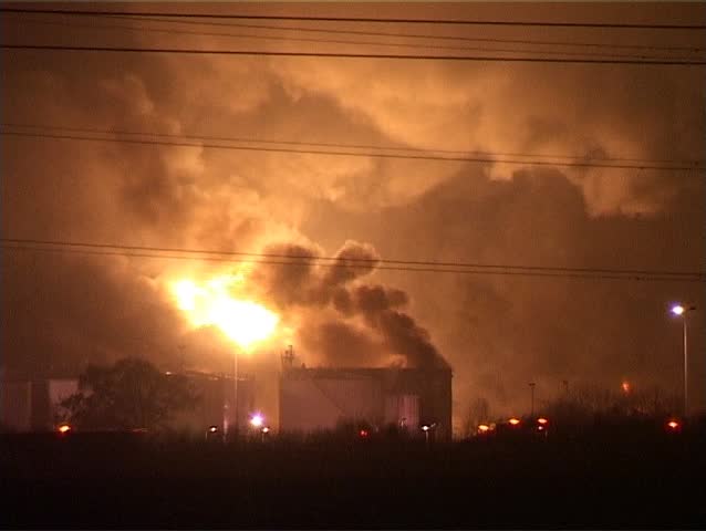 Oil depot fire