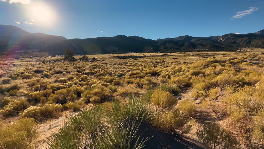 Sunrise Great Sand Dunes National Park majestic giant desert dunes scrubland Wilderness Colorado USA travel tourism