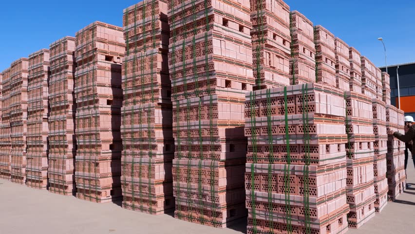 A pile of bricks lie on the site