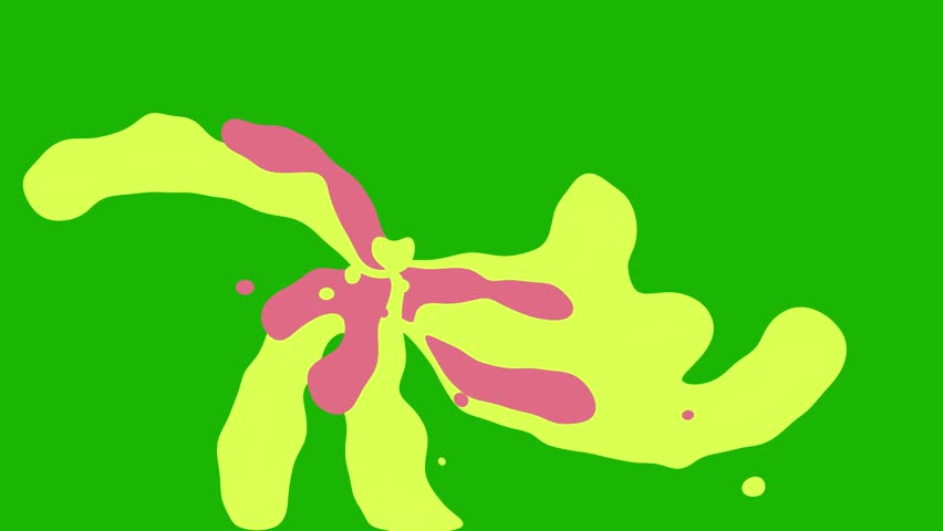 Cartoon Colorful wave transition animation on green screen. Cartoon liquid animation with key color. Chroma color. 4K video